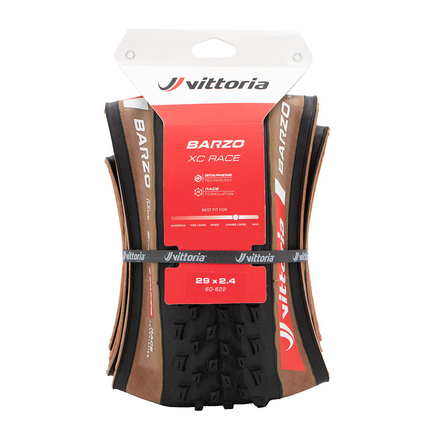 Neumático de competición Vittoria Barzo XC - 29 x 2,40 Tubeless plegable negro/marrón Race Graphene + Silica