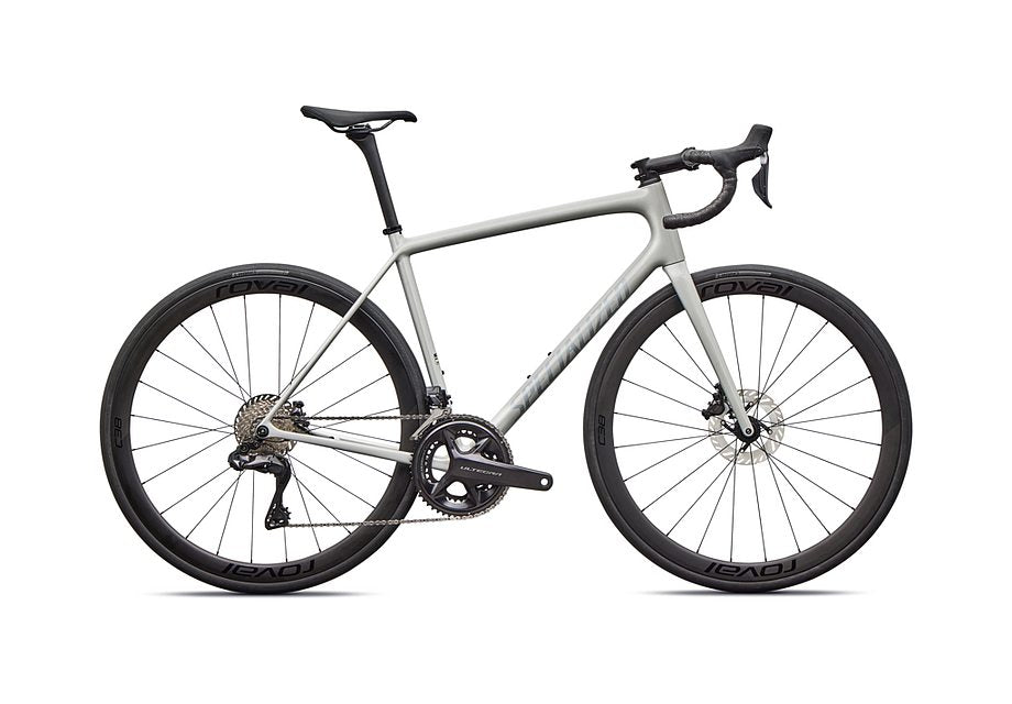 2026 Specialized Aethos Expert Di2 Bike Gloss Dolomite Metallic / Blue Pearl Over Shadow Silver 49