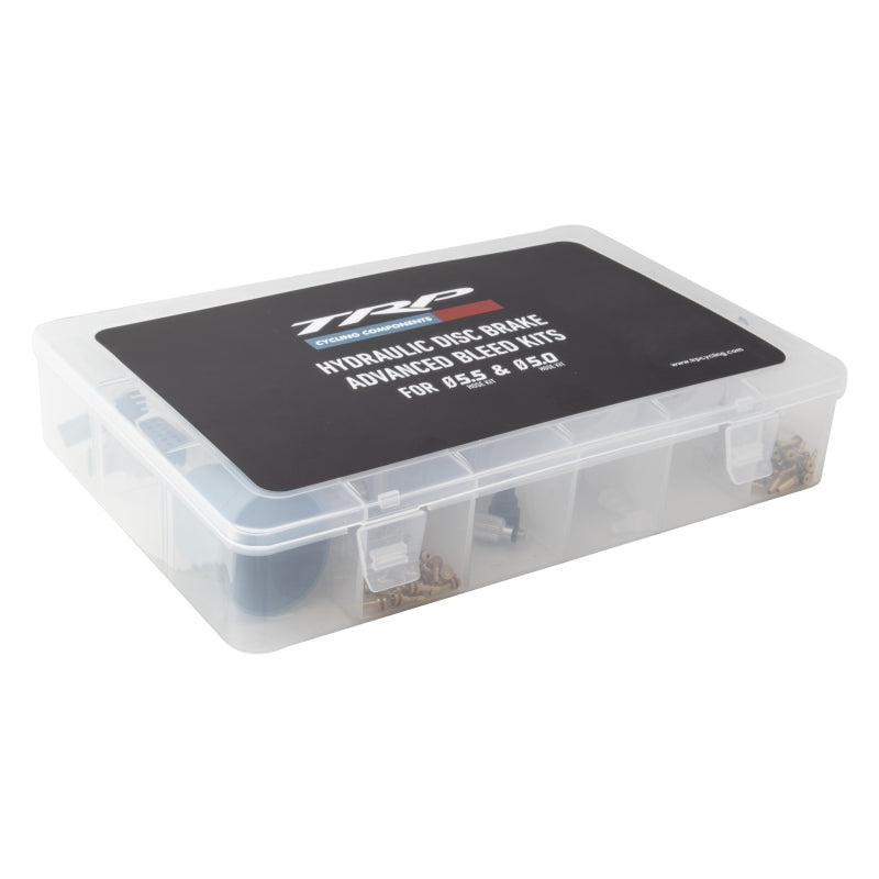 Kit de servicio de purga de frenos de disco hidráulicos avanzados TRP - Para mangueras de 5,0 mm y 5,5 mm, 2 frenos TRP de 4 pistones