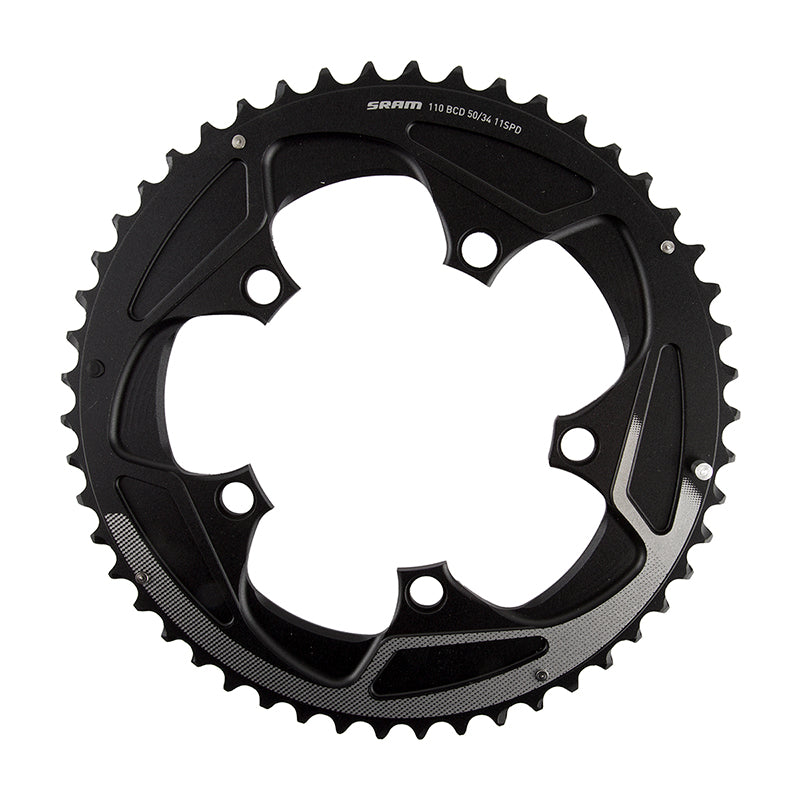 Plato Yaw SRAM de 50 dientes, 110 mm BCD, 11 velocidades, acabado negro y plateado, 34 dientes