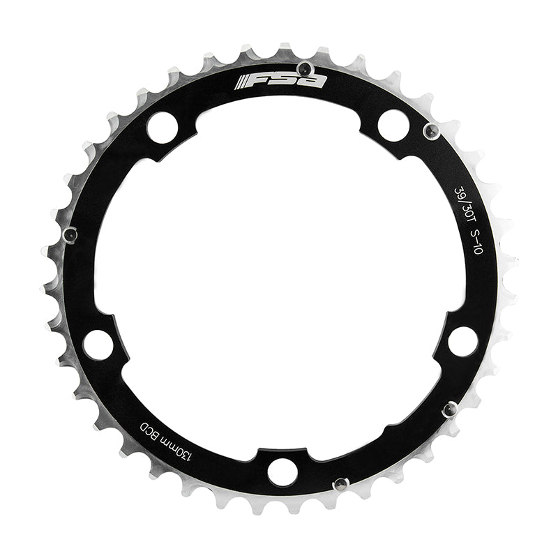 Plato triple Full Speed Ahead Pro Road - 39 dientes, 130 BCD, aluminio S-10, negro