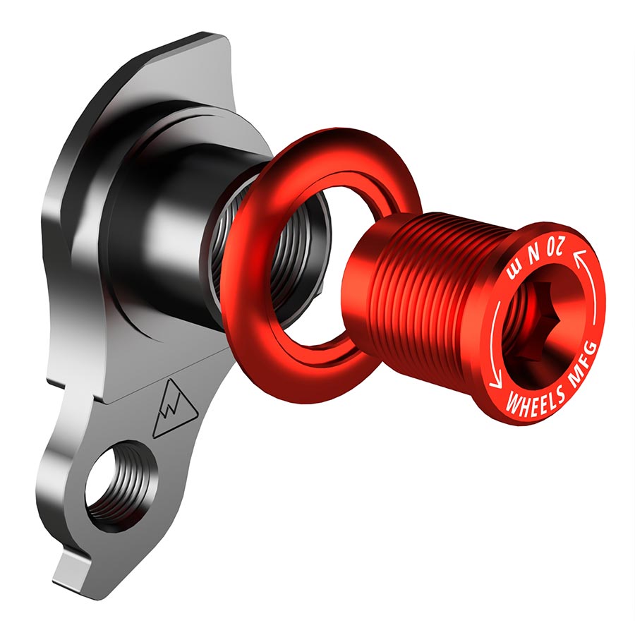 Patilla de cambio universal Wheels Manufacturing - 487-1 Para cuadros Trek ABP MTB diseñados para aceptar SRAM UDH BLK/Red