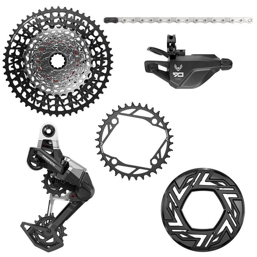 Grupo de bicicleta eléctrica SRAM Eagle 90 - Sin biela, cadena de 34 dientes con clip y protector XS-1275, 10-52 dientes, cambio trasero con palanca de un solo clic