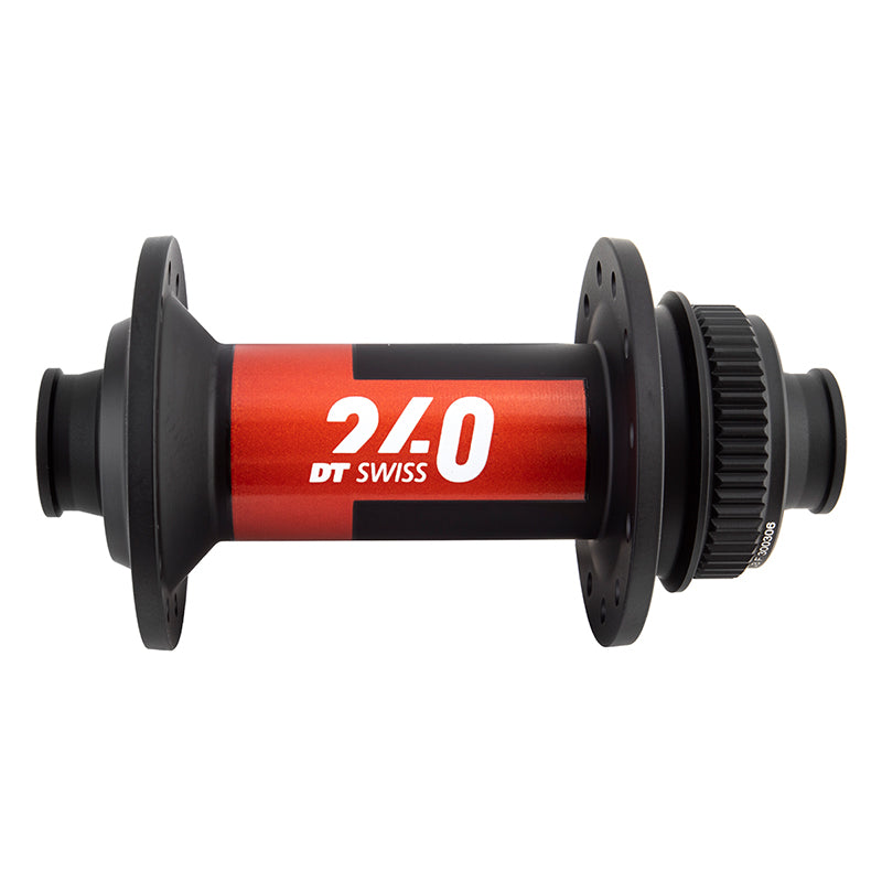 Buje delantero DT Swiss 240 - 12 x 100 mm, Center-Lock, negro/rojo, 24 agujeros