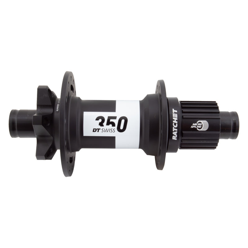 Buje trasero DT Swiss 350 - 12 x 148 mm, 6 tornillos, micro estrías, negro, 28 agujeros, 36 puntos