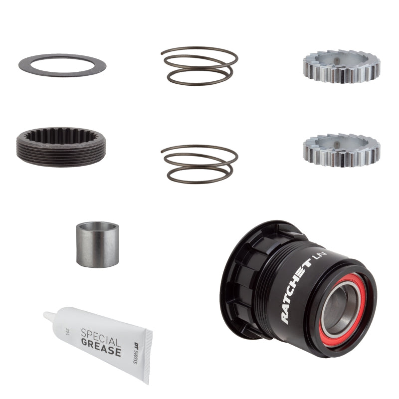 Kit de actualización de cuerpo de buje libre DT Swiss Ratchet LN - SRAM XDR, rodamiento sellado de aluminio estándar, 18 dientes