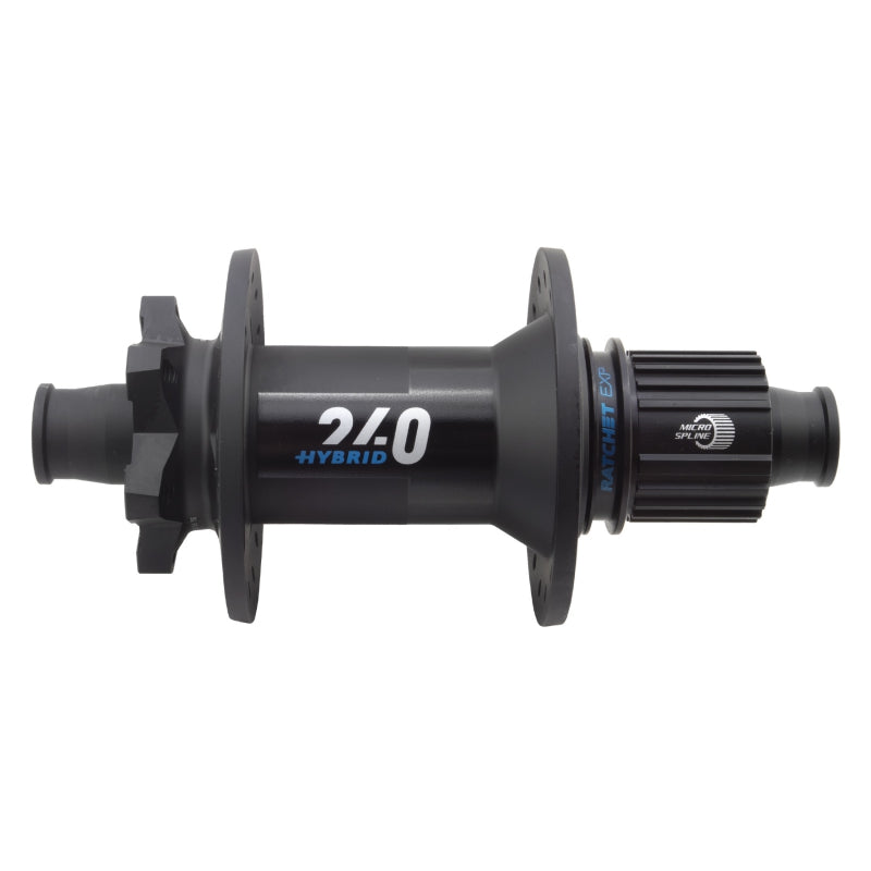 Buje trasero híbrido DT Swiss 240 - 12 x 148 mm, 6 tornillos, micro estrías, negro, 36 agujeros, 30 puntos