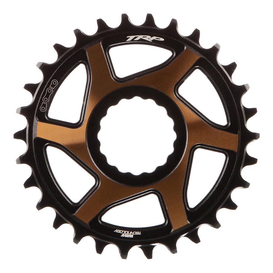 Plato TRP CR-M9050 Boost de montaje directo - 30 dientes, 12 velocidades, montaje CINCH, desplazamiento de 3 mm, aluminio 7075-T6 arenado en negro/dorado