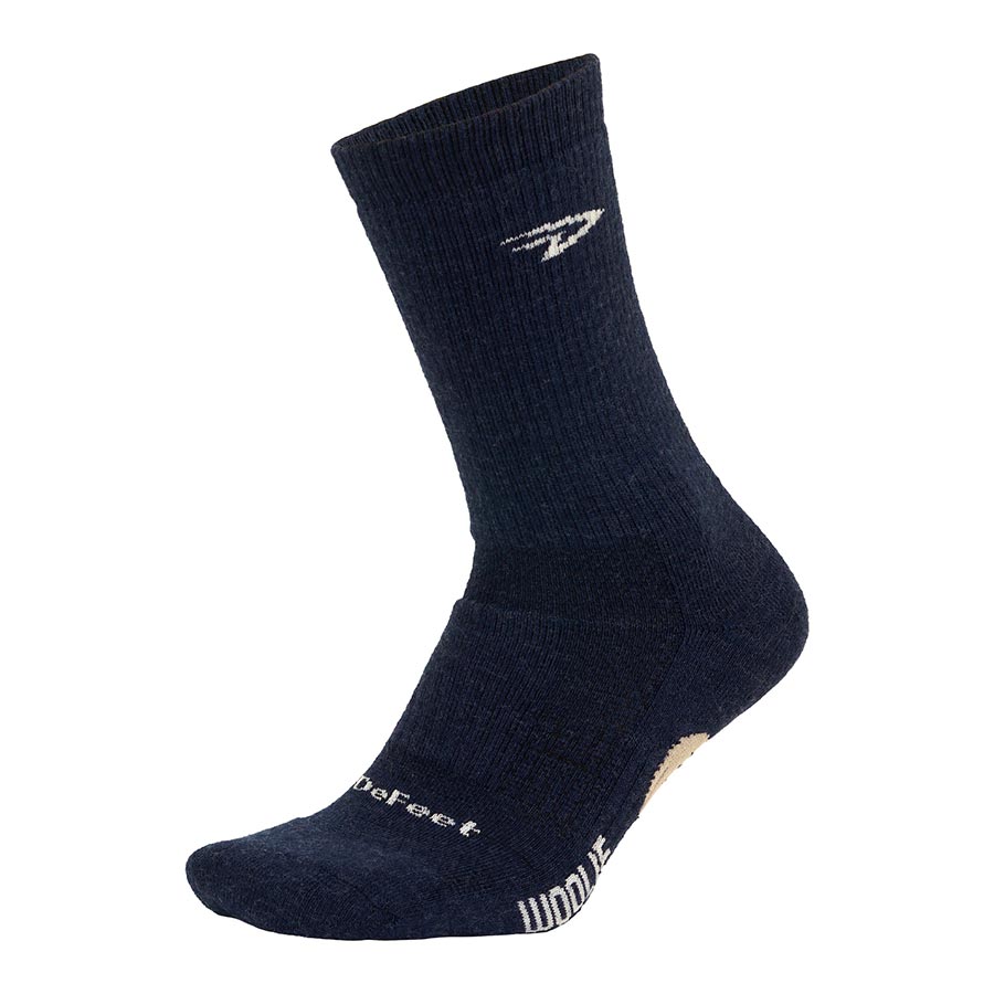 Calcetines DeFeet Woolie Boolie 6 con logotipo azul marino, talla M