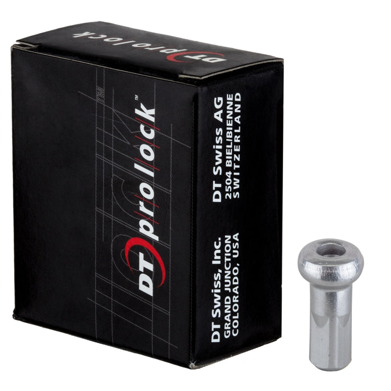 Cabecillas de aluminio DT Swiss Pro Lock: 2,0 x 12 mm, color plata, caja de 100