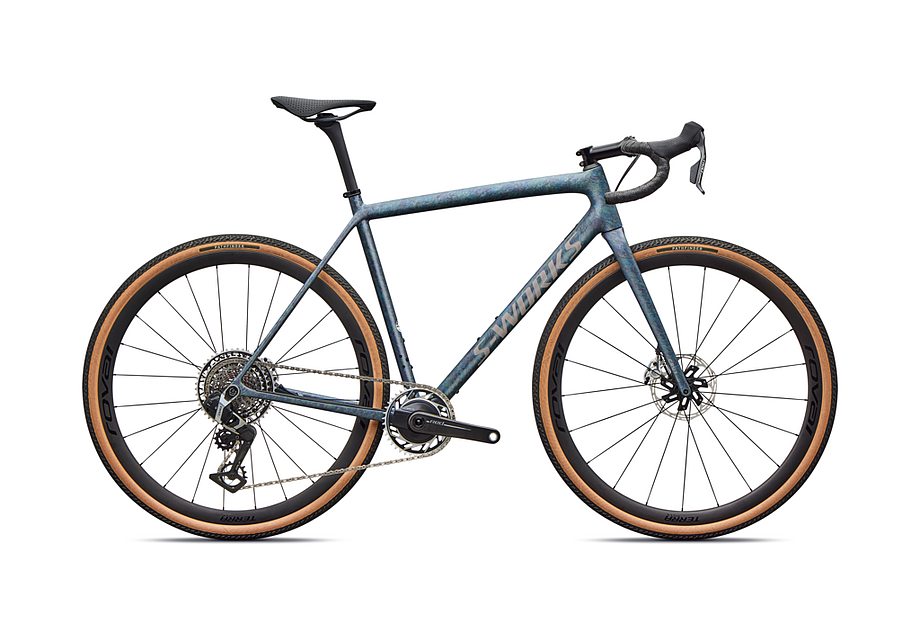 2026 Specialized Crux S-Works Bike Satin Gray Blue Fjord Metallic Desert Metallic 49