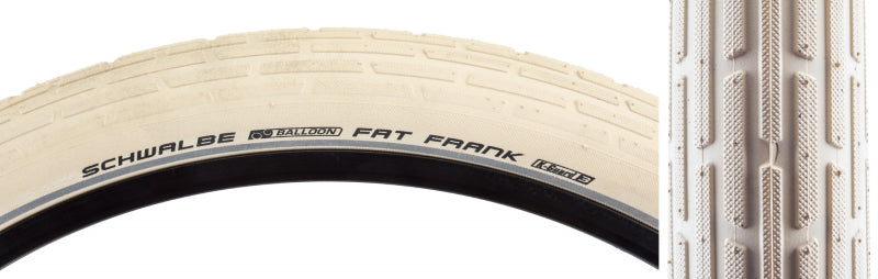 Neumático Schwalbe Fat Frank - 26 x 2,35 con cubierta de alambre, color crema/línea activa reflectante