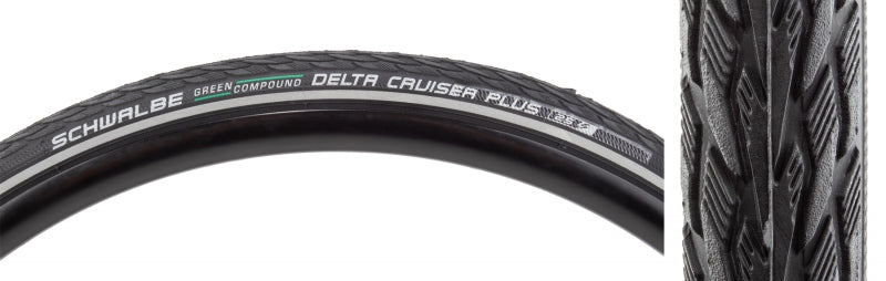 Neumático híbrido Schwalbe Delta Cruiser Plus 700x28C plegable con cubierta GreenCompound, protección contra pinchazos, 50TPI, color negro