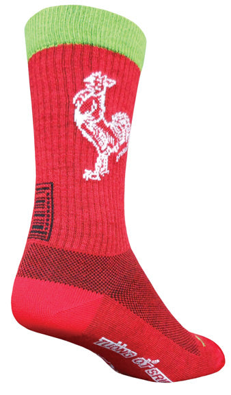 Calcetines altos acrílicos con sriracha de Sockguy, tallas 9-13, rojo/verde