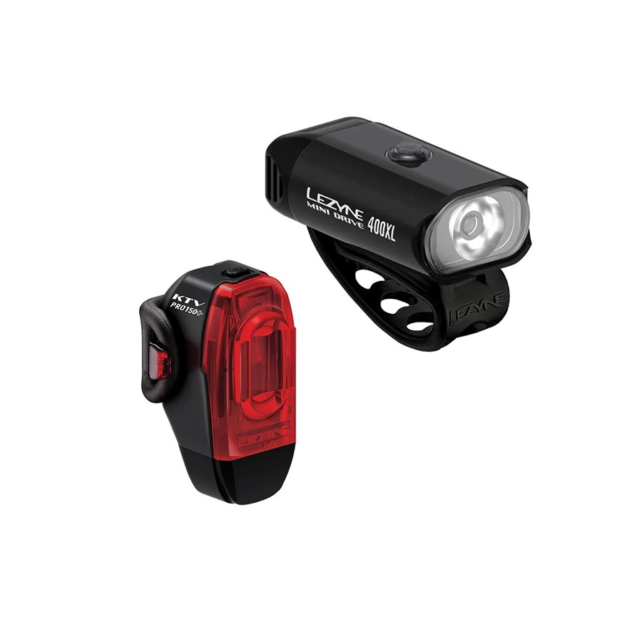 Juego de faros delanteros y traseros Lezyne Mini Drive 400XL/KTV Drive Pro+ - Negro