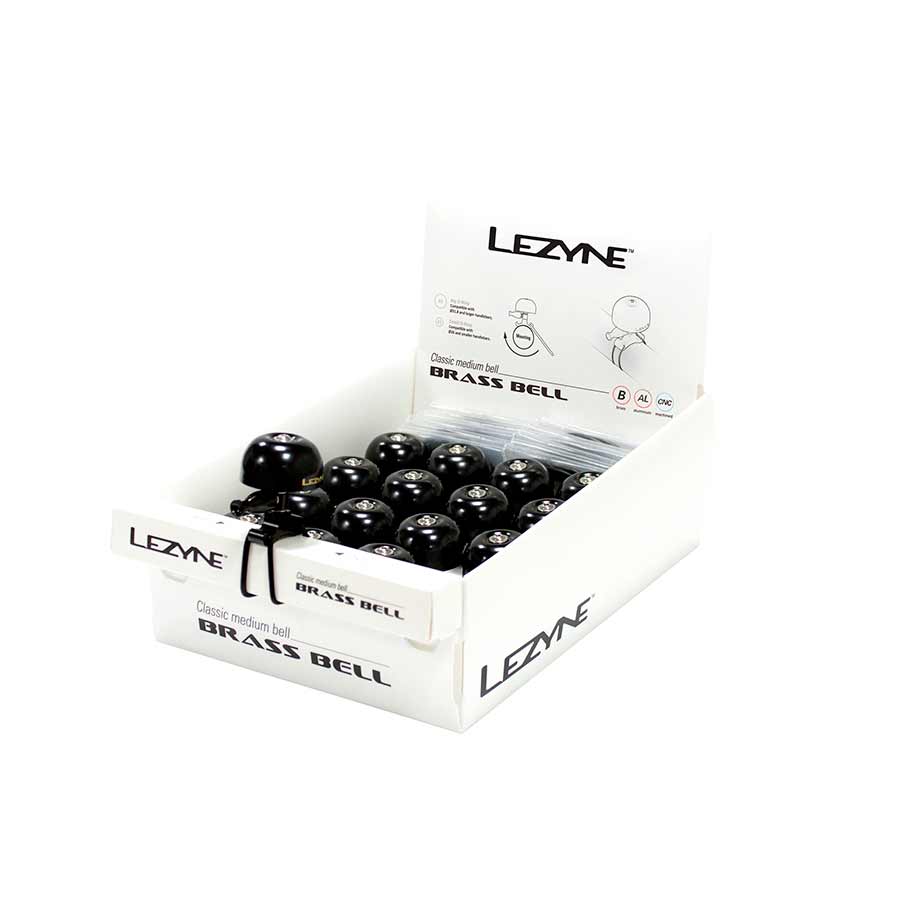 Campana clásica de latón Lezyne negra/negra mediana, 14 piezas