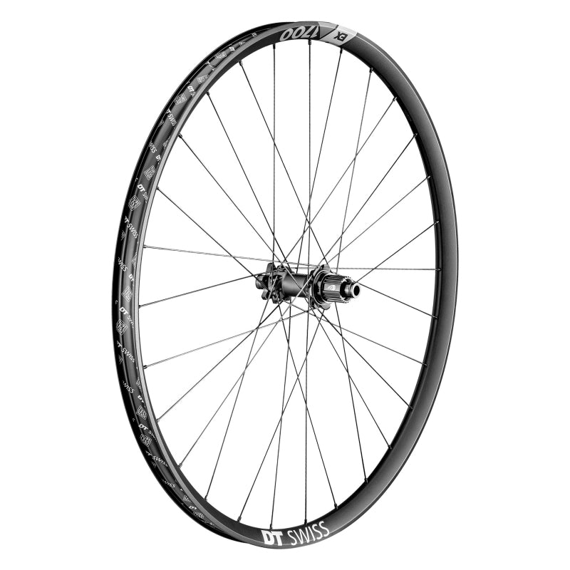 Rueda trasera DT Swiss EX 1700 Spline de 29", 12 x 148 mm, Boost, 6 tornillos, microestriado, trinquete, 36 SL, negro