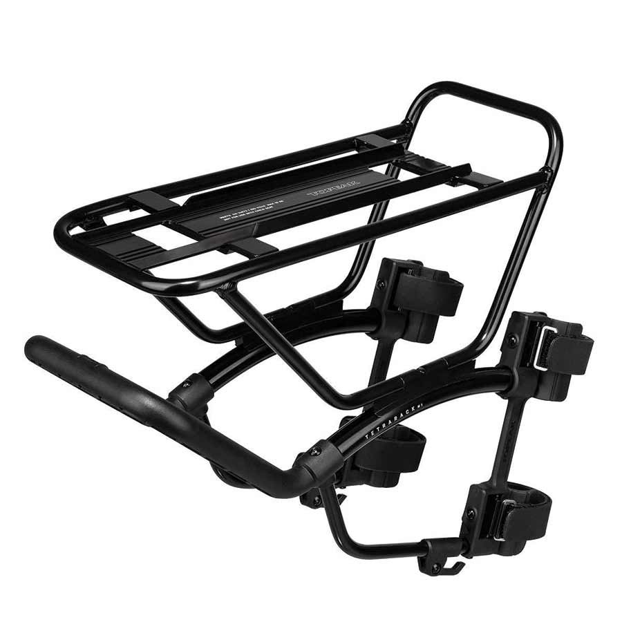 Portaequipajes delantero Topeak TetraRack M1 para MTB - Soporte de correa para horquilla, color negro
