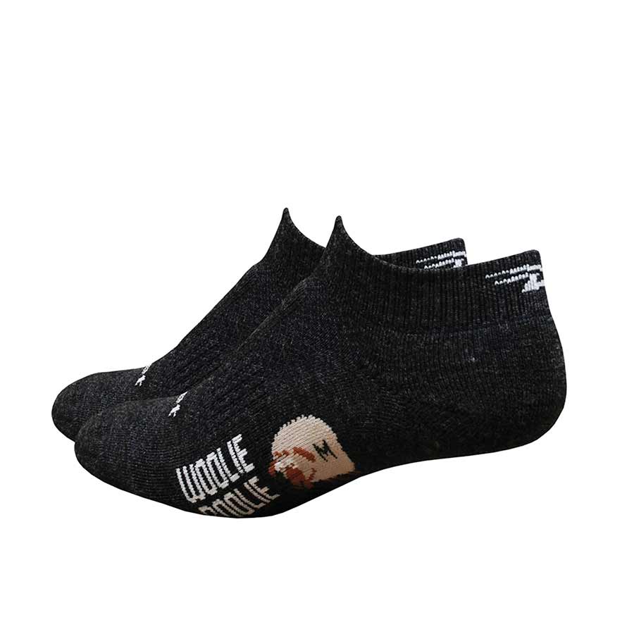 Calcetines DeFeet Woolie Boolie con logotipo en forma de D (2,54 cm, color carbón, grandes)