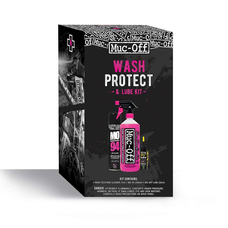 Kit de cuidado de bicicletas Muc-Off: Lavar, proteger y lubricar con aceite para cadenas Dry Conditions