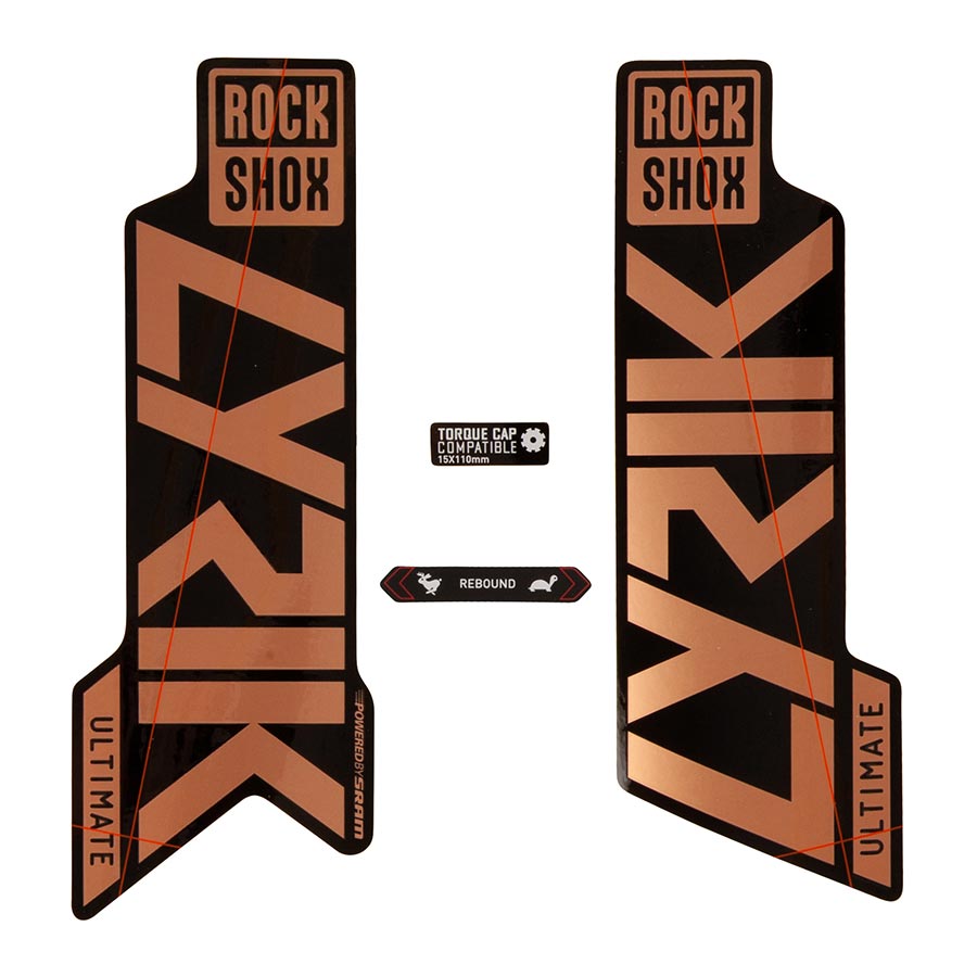 Kit de calcomanías para horquilla Rockshox - Lyrik Ultimate 27,5"/29" (lámina de cobre mate/negro brillante)