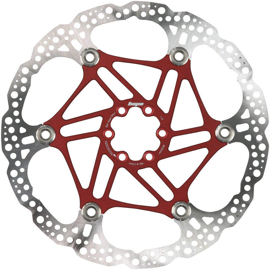 Rotor de freno de disco flotante Hope - 220 mm, 6 pernos, rojo