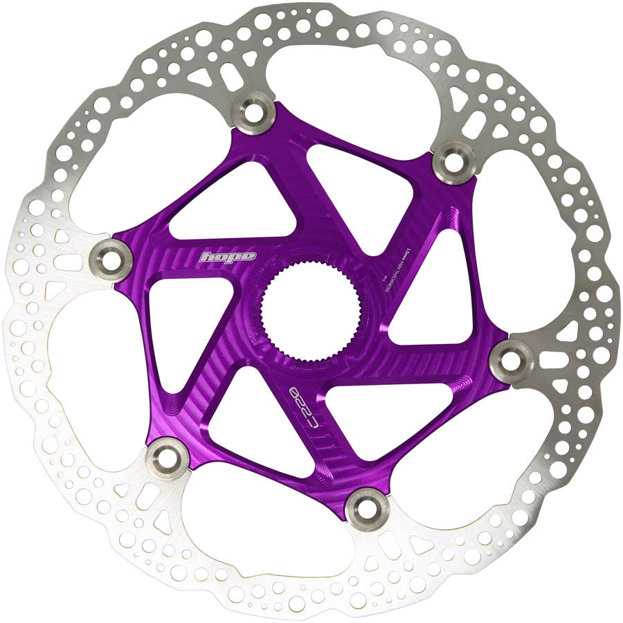 Disco de freno flotante Hope MTB Centre-Lock - 220 mm, color morado