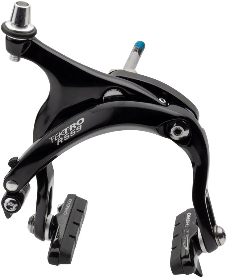 Pinza de freno de carretera Tektro R559 - Trasera, con pernos de montaje con tuerca y doble pivote, acabado negro pulido