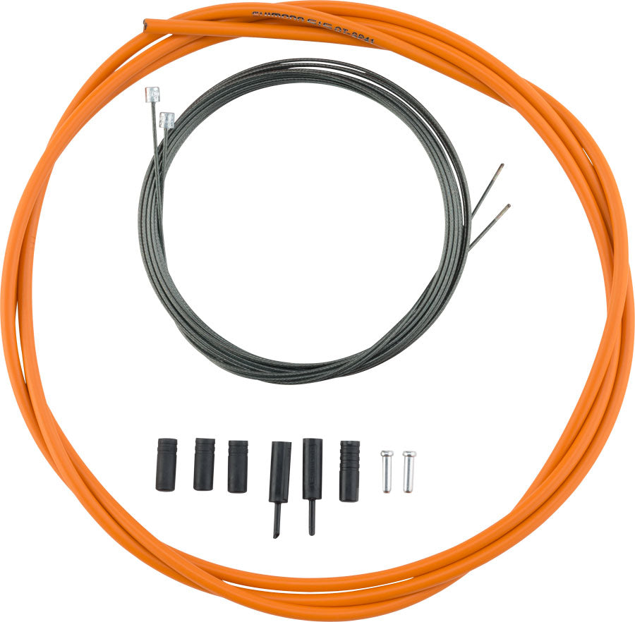 Juego de cable y funda para desviador Shimano Road Optislick, color naranja