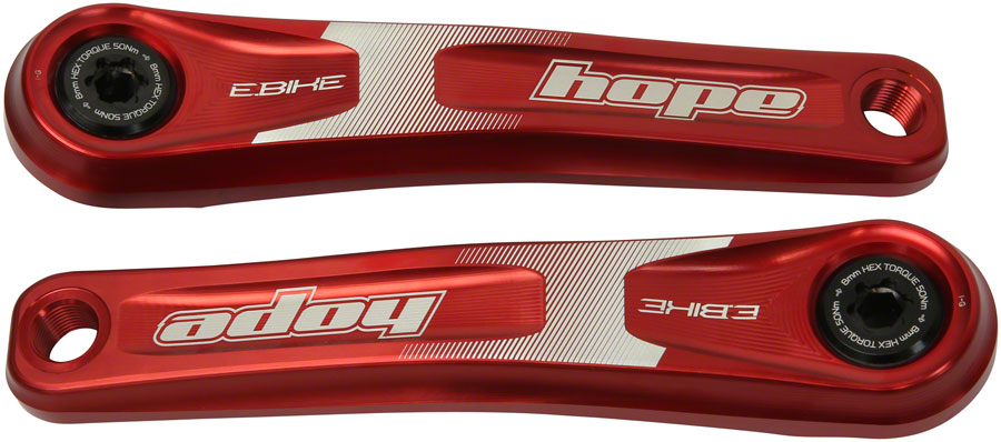 Juego de bielas Hope para bicicleta eléctrica - ISIS de 155 mm con desplazamiento estándar, color rojo