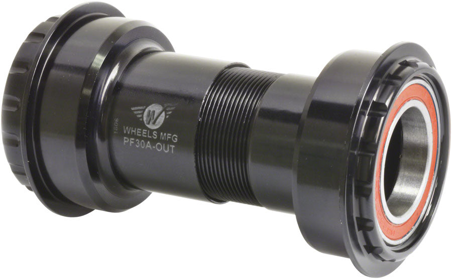 Ruedas Manufacturing PF30A, pedalier exterior, bielas de 24 mm, rodamientos de contacto angular Shimano, color negro