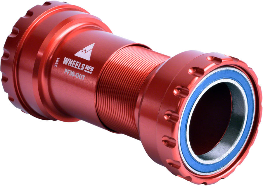 Eje de pedalier exterior PF30 de Wheels Manufacturing (para eje de 30 mm, rodamientos ABEC-3, rosca PressFit, color rojo)