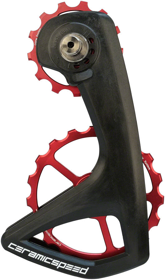 Sistema de poleas CeramicSpeed OSPW RS Shimano Dura-Ace 9250/Ultegra 8150 - Polea de aluminio, jaula de carbono, color rojo
