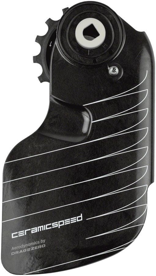 Rueda de polea CeramicSpeed OSPW, sistema Aero Alpha, SRAM Red/Force AXS - Revestimiento de carreras, polea de aluminio, jaula de carbono BLK