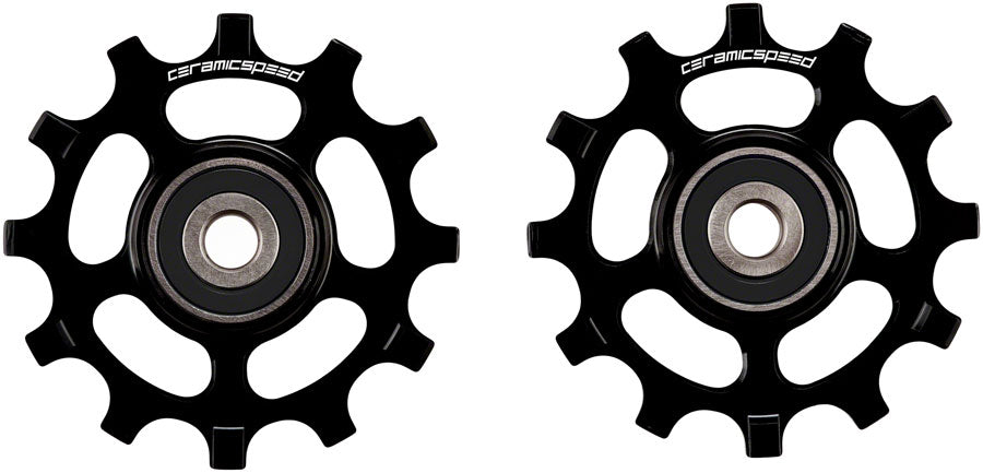 Ruedas de polea CeramicSpeed SRAM AXS Road de 12 velocidades, 12 dientes recubiertos, aleación negra
