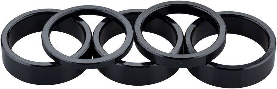 Problem Solvers Headset Stack Spacer - 28.6 3mm 1 5mm 1 10mm 3 Aluminum BLK Assorted 5 Piece Kit