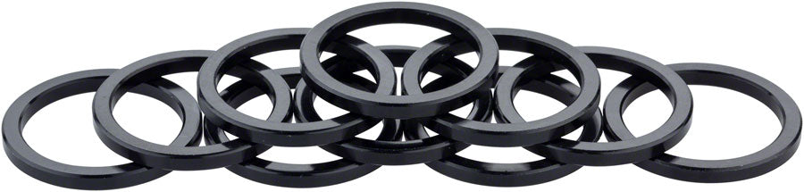 Espaciador de pila de auriculares Problem Solvers - 25,4 x 3 mm, aluminio negro, bolsa de 10