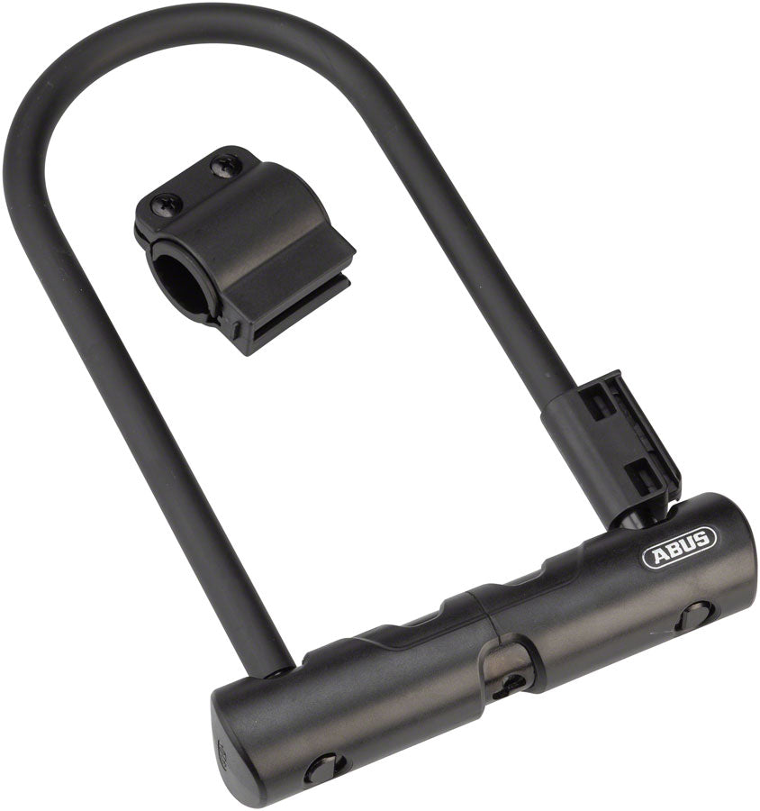 Candado en U Abus Ultra 410 de 3,9 x 9 pulgadas con llave negra. Incluye soporte.