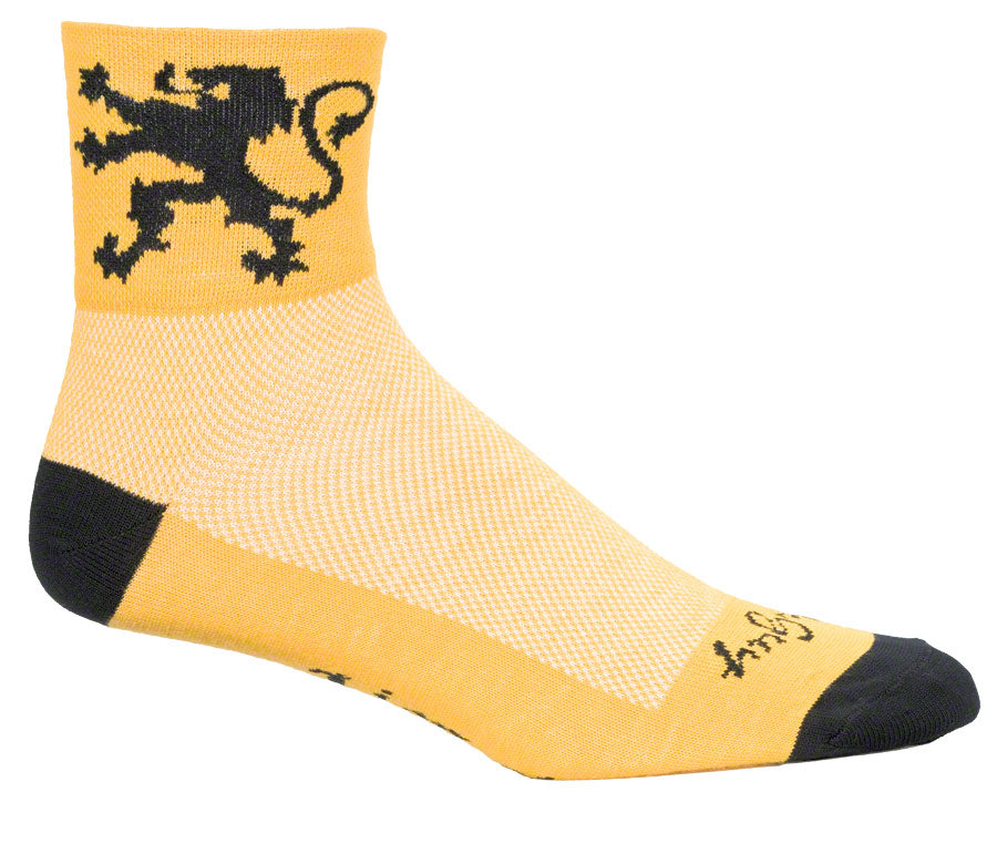 Calcetines clásicos del León de Flandes de SockGuy - Amarillo, 7,6 cm, talla pequeña/mediana