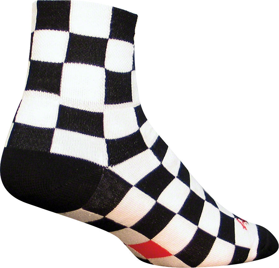 Calcetines clásicos Ridgemont de SockGuy - 7,6 cm, cuadros blancos y negros, talla pequeña/mediana