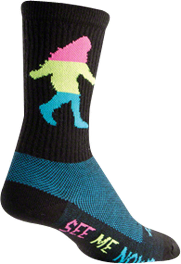 Calcetines de lana neón Sasquatch de SockGuy - 15 cm, negros, talla grande/extra grande