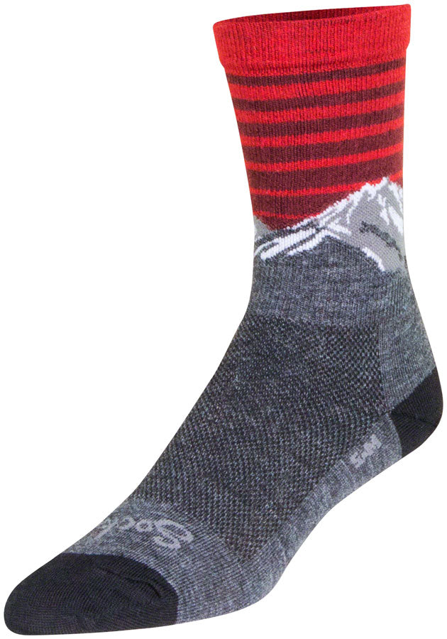 Calcetines de lana SockGuy Summit - 15 cm, gris/rojo/blanco, talla pequeña/mediana