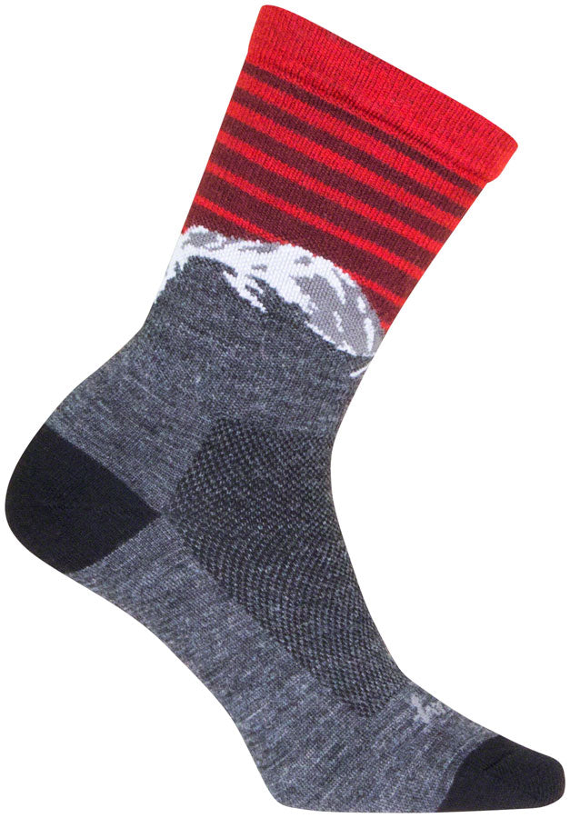 Calcetines de lana SockGuy Summit - 15 cm, gris/rojo/blanco, talla L/XL
