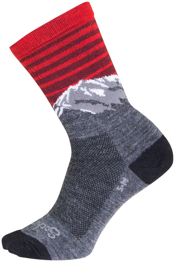 Calcetines de lana SockGuy Summit - 15 cm, gris/rojo/blanco, talla pequeña/mediana