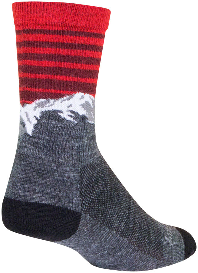 Calcetines de lana SockGuy Summit - 15 cm, gris/rojo/blanco, talla pequeña/mediana