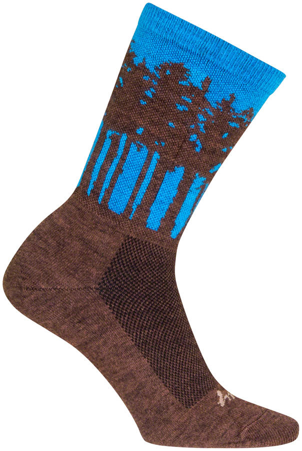 Calcetines de lana Treeline de SockGuy - Marrón/Azul, 15 cm, talla L/XL