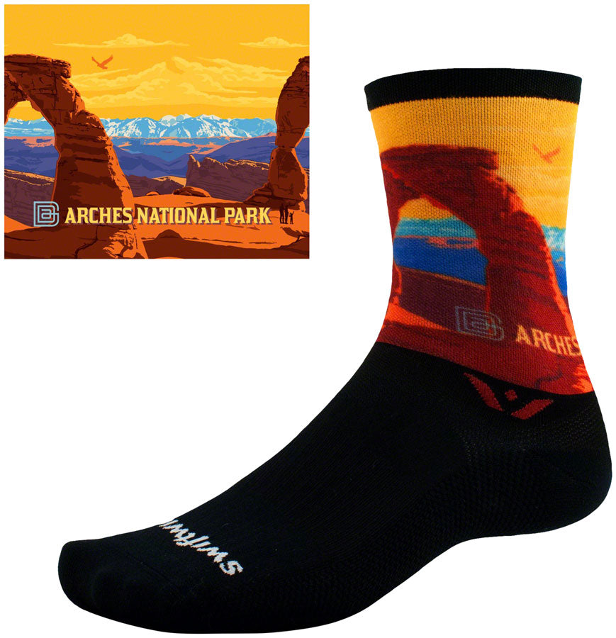 Swiftwick Vision Impression National Park Crew Socks - 6" Arches Medium