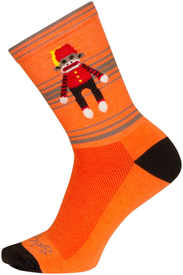 SockGuy Funky Monkey Crew Socks - 6" Orange/Red/Brown Small/Medium