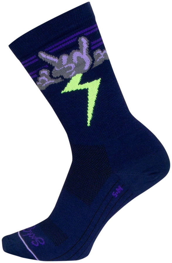 Calcetines deportivos Thunder de SockGuy - 15 cm (azul marino, morado y verde) talla pequeña/mediana