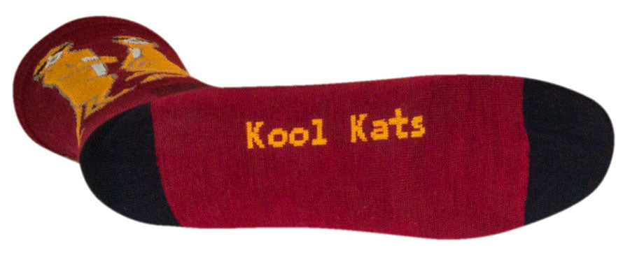 SockGuy Crew Kool Kats Socks - 6" Burgundy Small/Medium